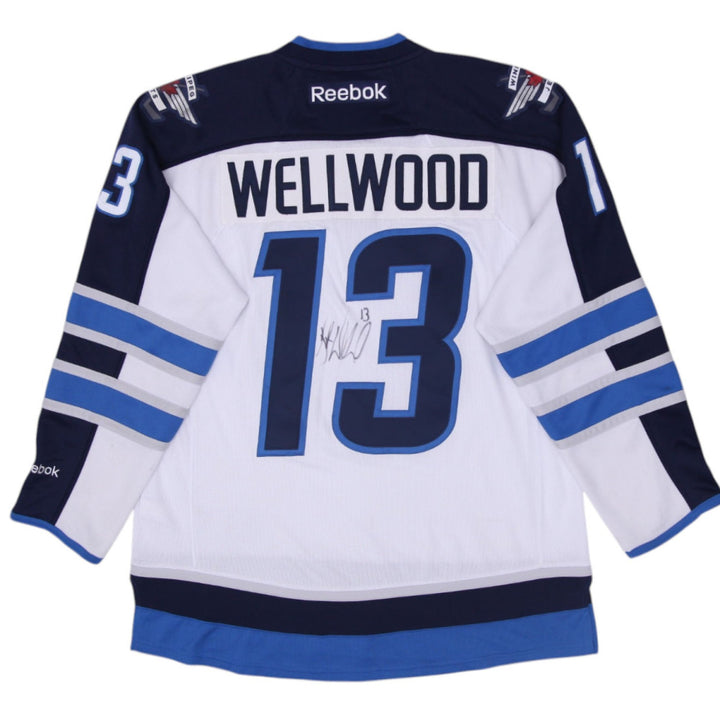 Mens White Reebok Winnipeg Jets Wellwood #13 NHL Hockey Jersey Large