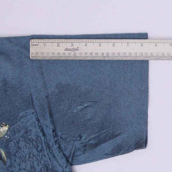 Vintage Habitat Sea Turtles Blue AOP Ocean Undersea Graphic T-Shirt Size L