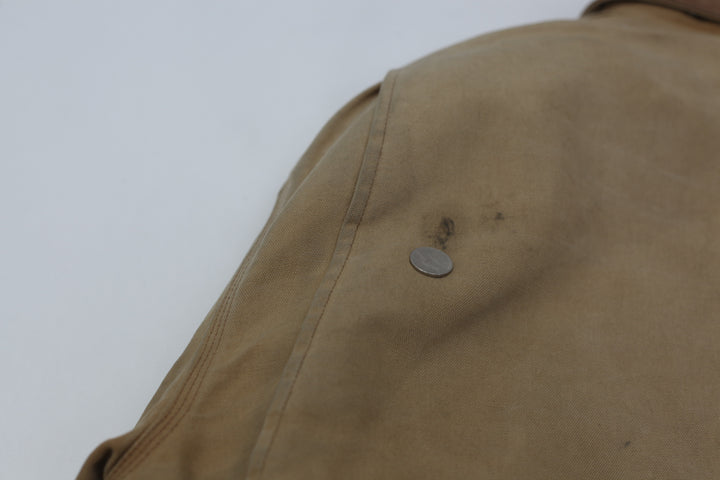 Vintage 90s Carhartt Distressed Jacket Arctic Quilt Lined Canvas Brown Beige Coat