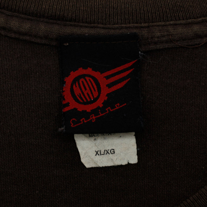Mens Mad Engine Graphic T-Shirt Brown Size XL