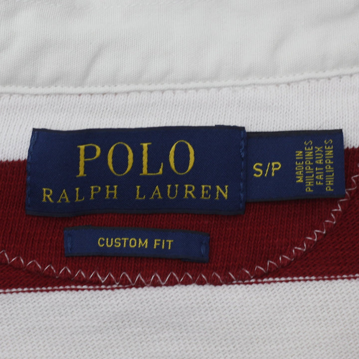 Mens Polo Ralph Lauren Rugby T-Shirt Red Striped Logo Patch
