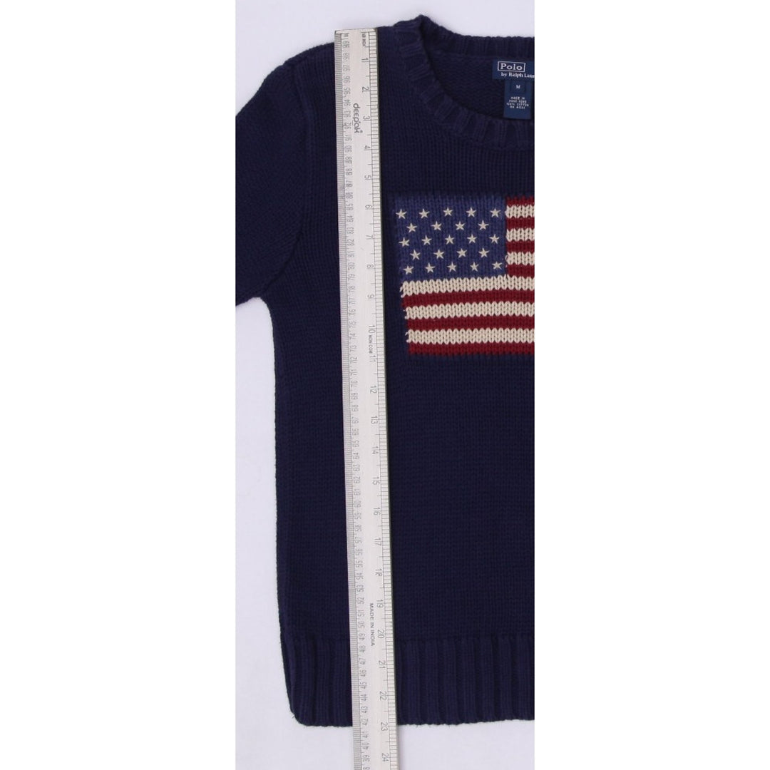 Vintage Polo Ralph Lauren Navy American Knit Flag Embroidered Stars Sweater