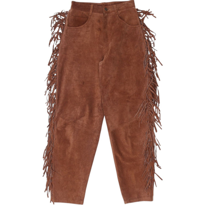 Vintage Ladies Wear On Earth Suede Fringe Pants Brown Boho