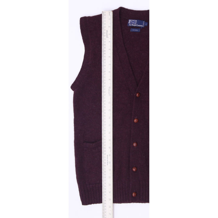 Vintage Men Ralph Lauren 100% Wool Button-Front Sweater Vest Size L