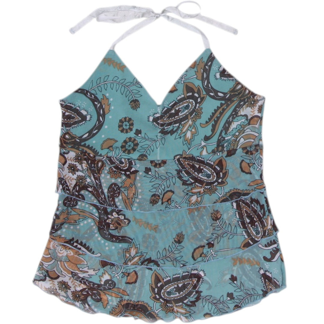 Y2K Ladies Paisley Sheer Tie  Halter Top Size M | Migration_Y2K Tops | Fashion Rerun