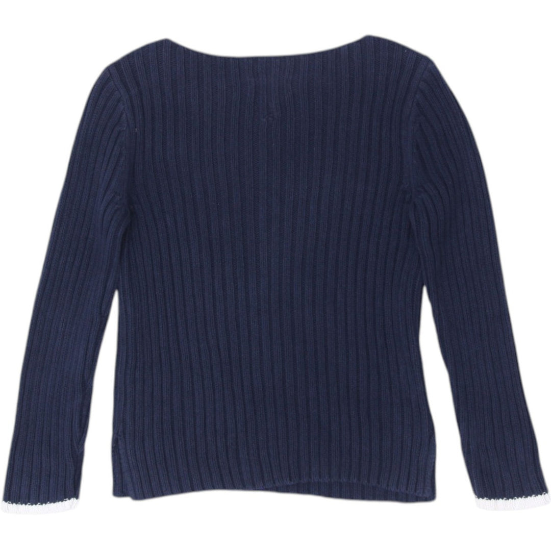 Vintage Ladies 90s Polo Jeans Company Ralph Lauren Navy USA Flag Ribbed Knit