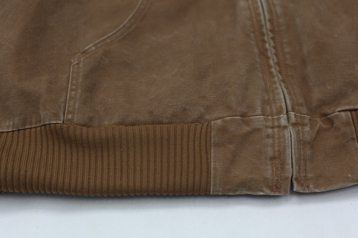 Mens Carhartt J130 BRN Quilted Lined Hooded Work Jacket