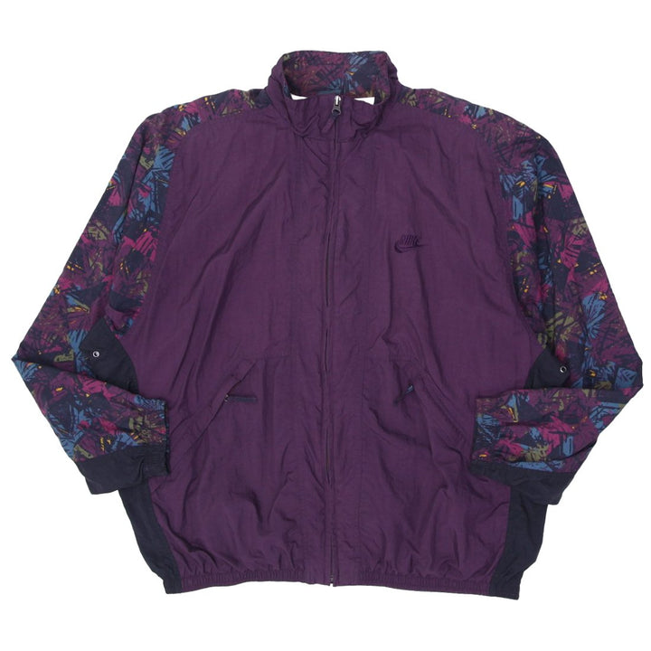 Vintage Ladies Embroidered Nike Logo Full Zip Abstract Print Sleeves Jacket