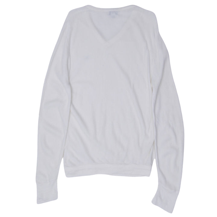 Vintage Lacoste V-Neck Sweater Made in USA Size L, White - Fashion Rerun Vintage Migration_Sweaters
