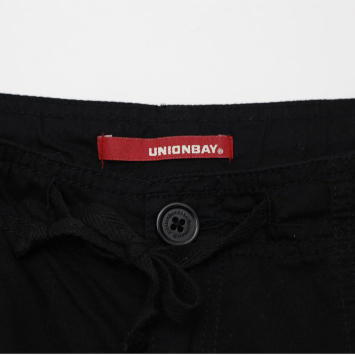 Y2K Ladies Unionbay Cargo Pants Black Cotton Utility Casual