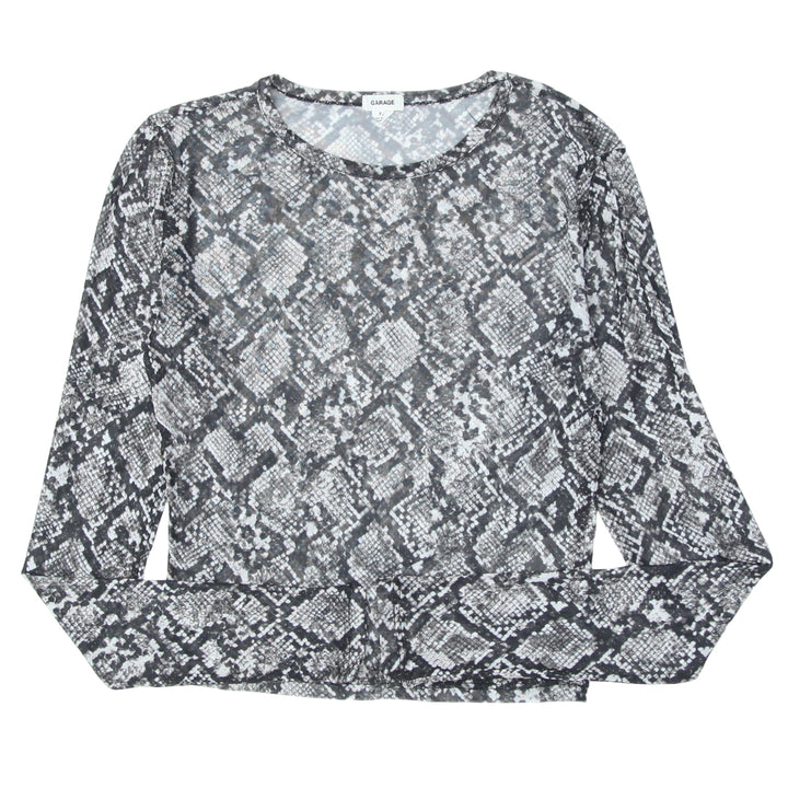 Ladies Snakeskin Mesh Long Sleeve Top