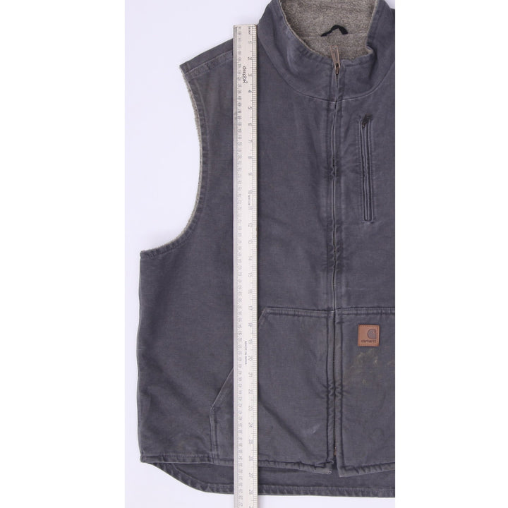 Vintage Carhartt V33 GVL Sandstone Duck Sherpa-Lined Vest Gravel Gray XL Regular