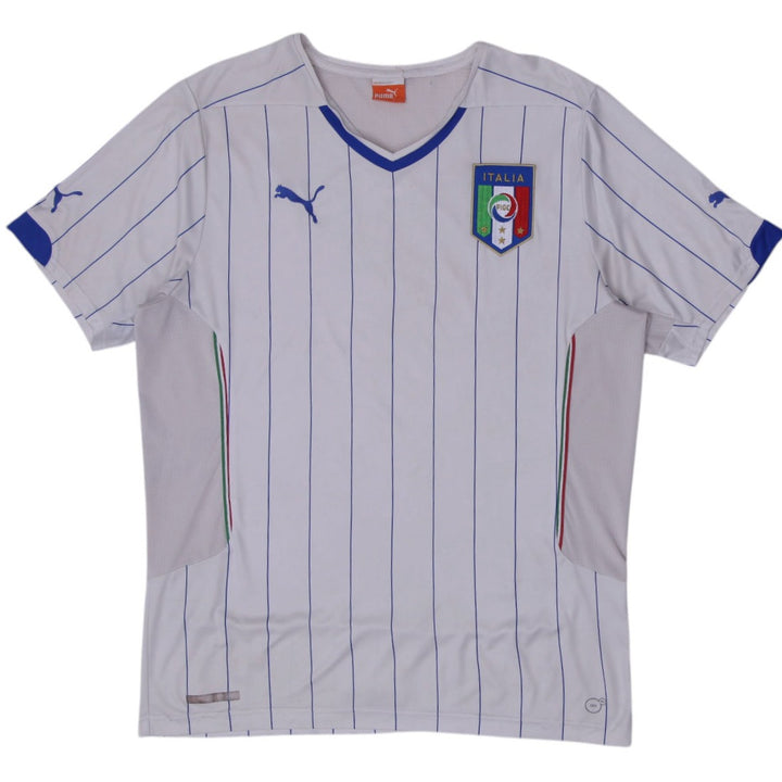 Mens Puma Italy Soccer Jersey White Pinstripe Dry Cell