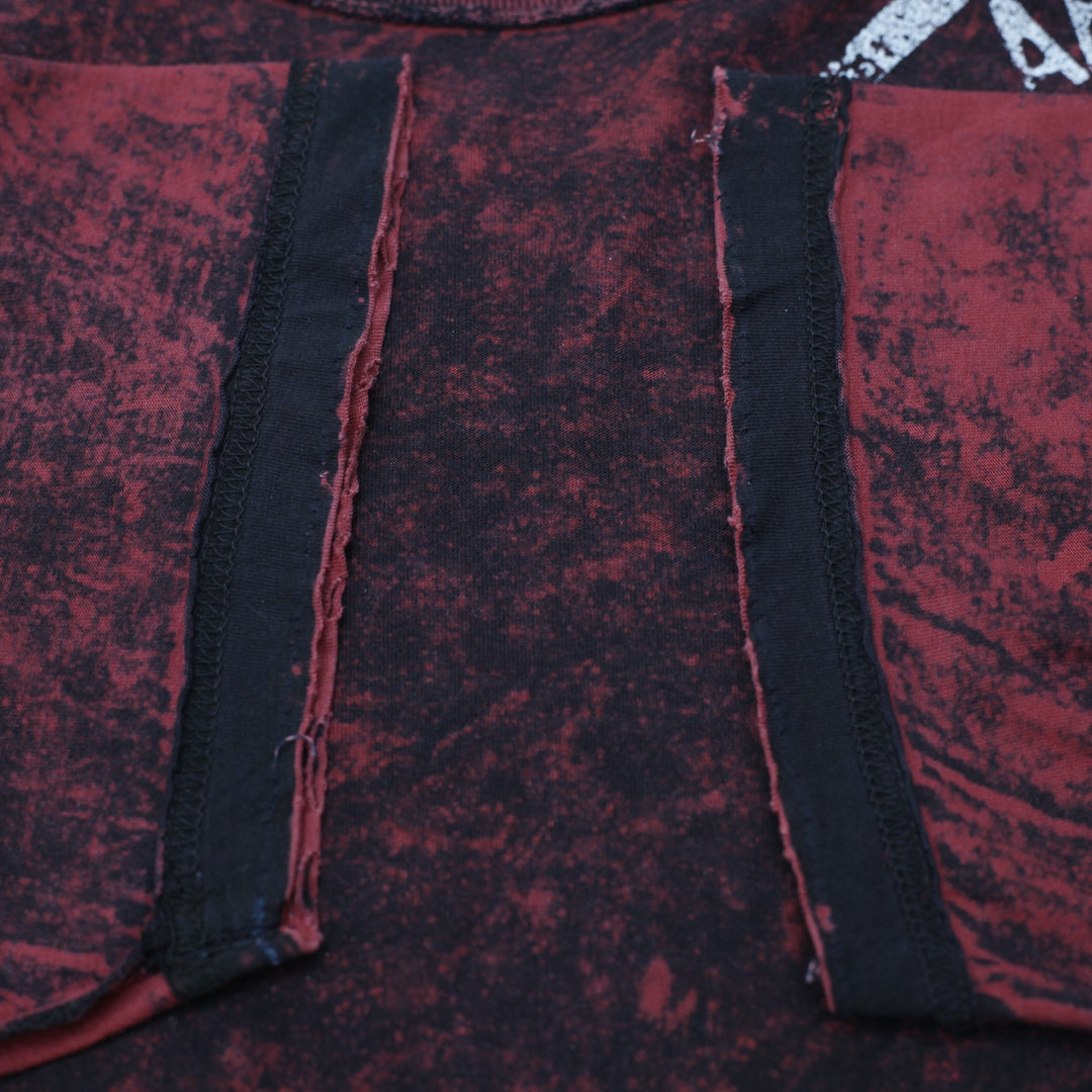 Y2K Mens Affliction Standard Series Reversible Graphic Tee Red Black Lava Wash