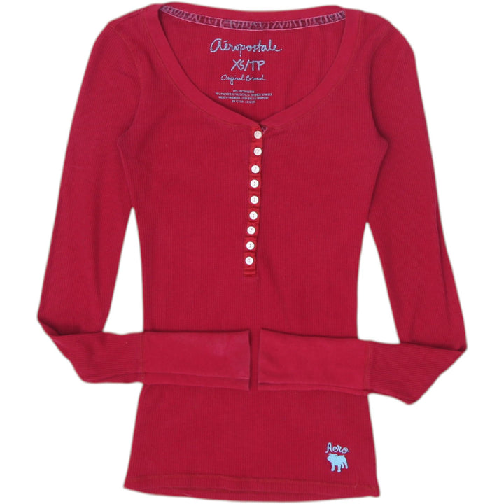 Y2K Ladies Aeropostale Button Front Long Sleeve Top Size XS