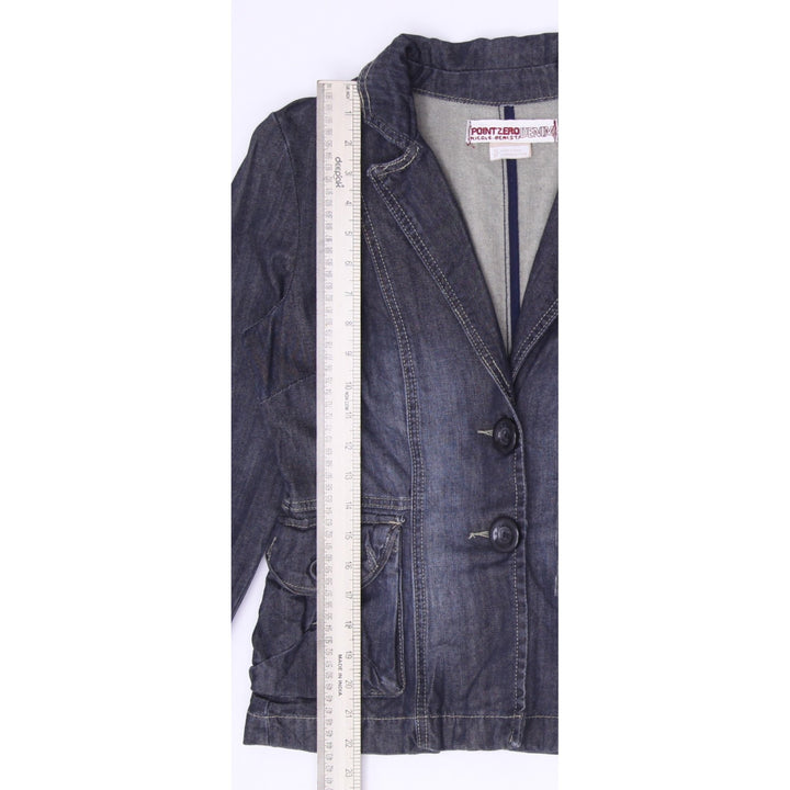 Y2K Ladies Point Zero Denim Button Front Tailored Fitted Jacket Size S