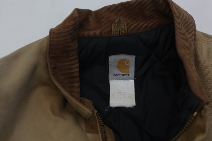 Vintage 90s Carhartt Distressed Jacket Arctic Quilt Lined Canvas Brown Beige Coat