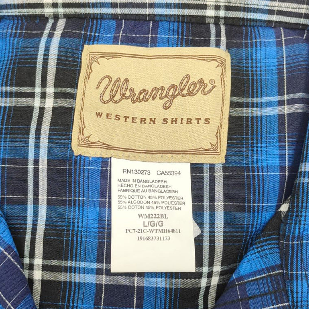 Vintage Wrangler Blue Plaid Pearl Button Western Shirts Size L - Fashion Rerun Vintage Migration_Shirt