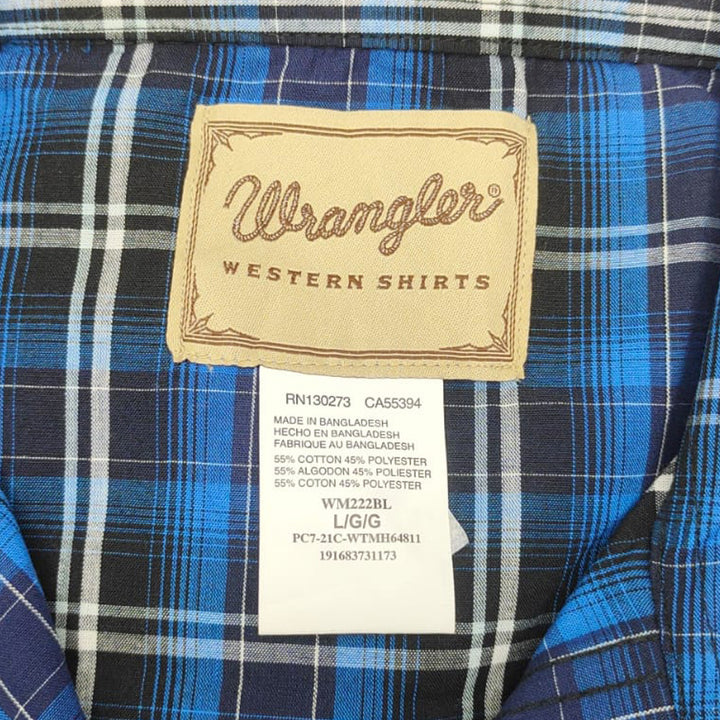 Vintage Wrangler Blue Plaid Pearl Button Western Shirts Size L - Fashion Rerun Vintage Migration_Shirt