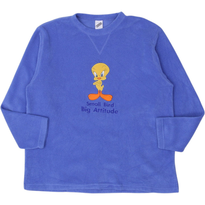 Vintage Blue Fleece Warner Bros. Looney Tunes Tweety Bird Sweater Size XL | Migration_Fleece | Fashion Rerun