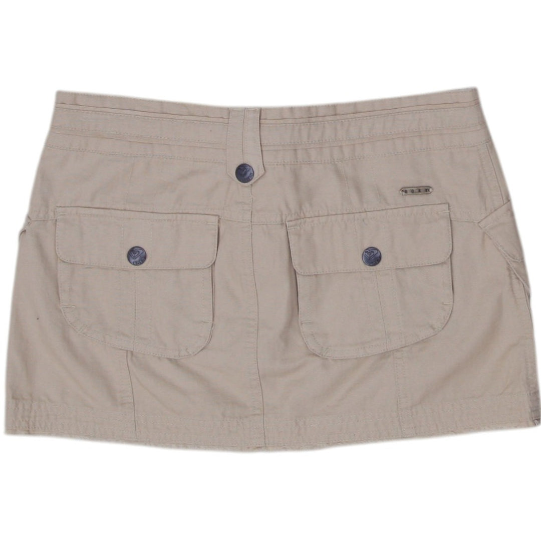 Y2K Ladies Pockets Casual Buttoned Mini Skirt Beige Size 3 | Migration_Skirts - Side View | Fashion Rerun