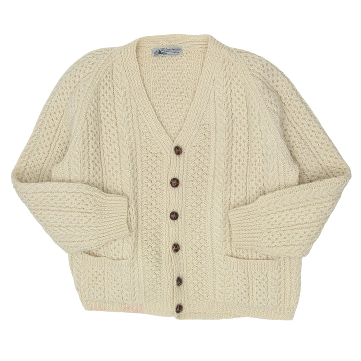 Vintage Irish Cottage Woolen Knitted Sweater Cardigan Ladies