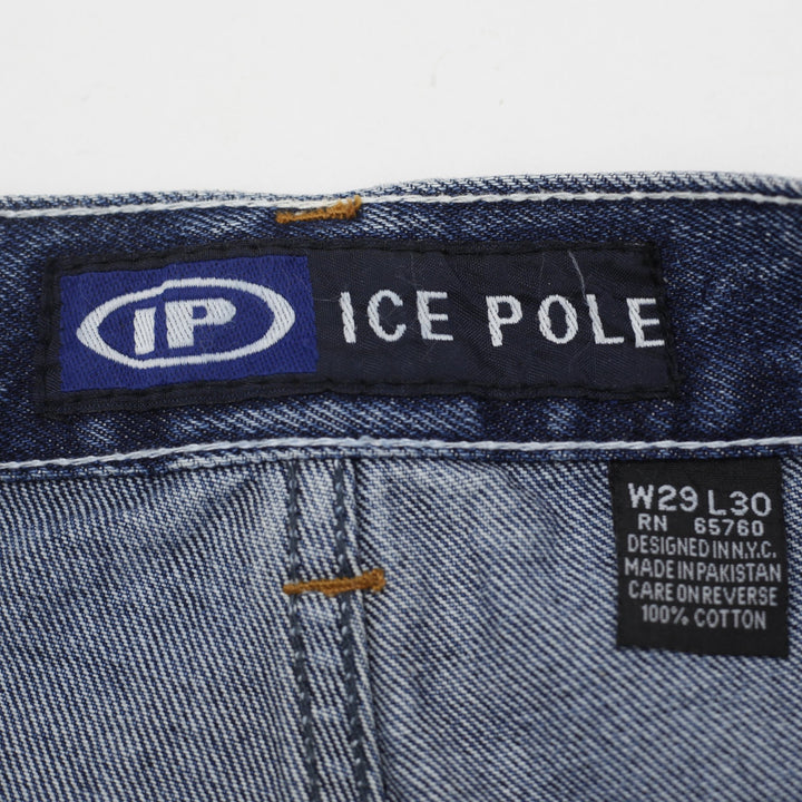 Y2K Mens Ice Pole Contrast Panel Baggy Wide Leg Jeans W29 L30