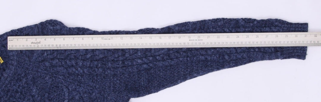 Mens Polo Ralph Lauren Sweater Navy Cable Knit 100% Cotton XL