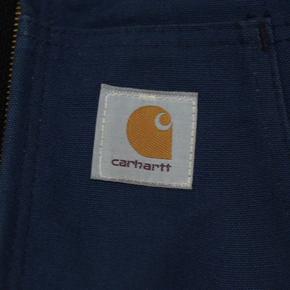Vintage Mens Carhartt Duck Canvas J03 NVY Zip Up Hooded Jacket
