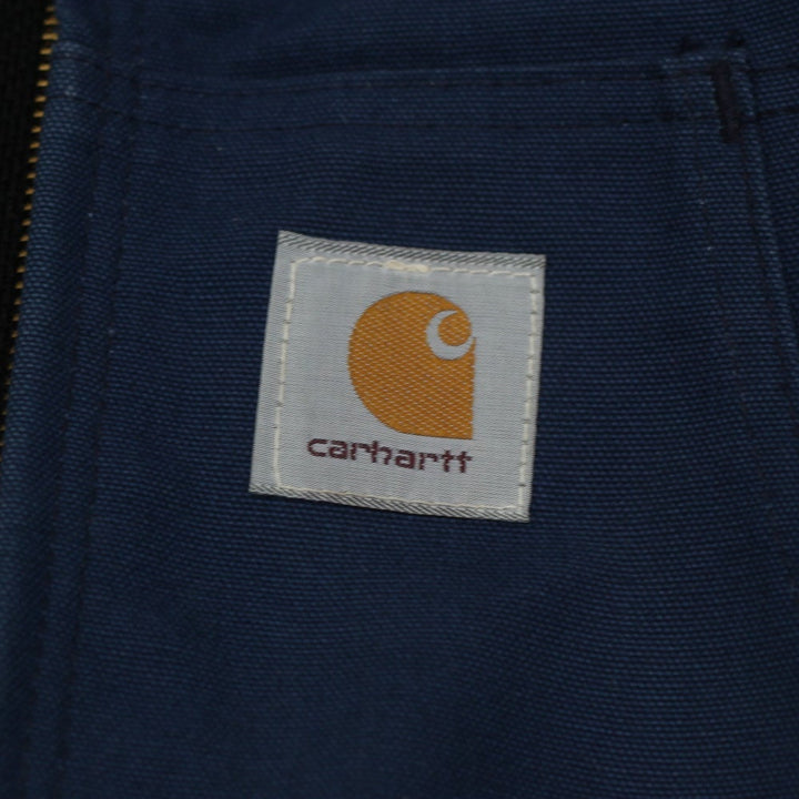Vintage Mens Carhartt Duck Canvas J03 NVY Zip Up Hooded Jacket