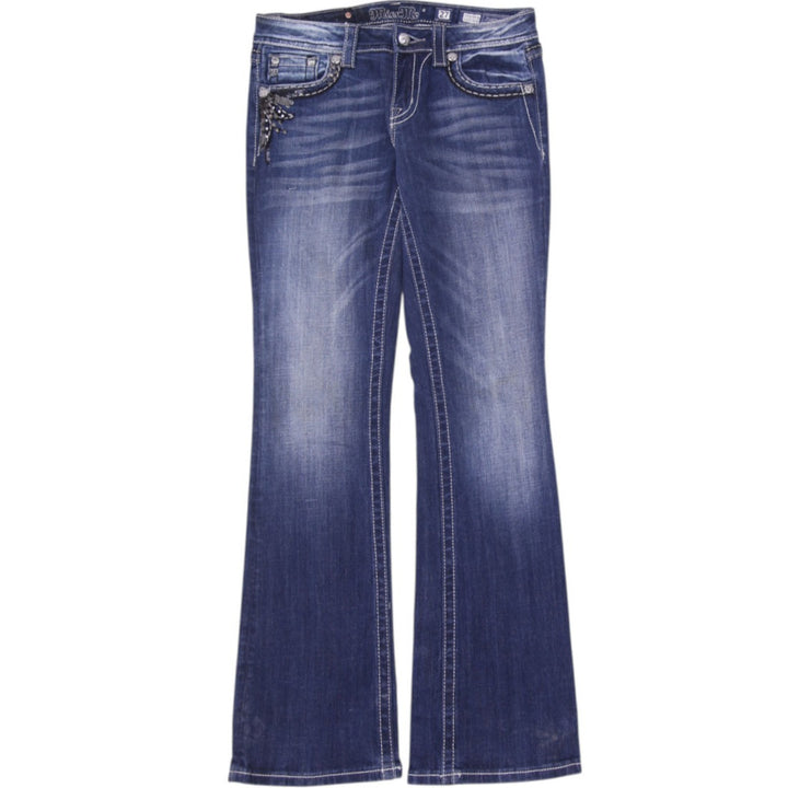 Y2K Ladies Miss Me Boot Mid Rise Studded Pocket Denim Jeans Size 27