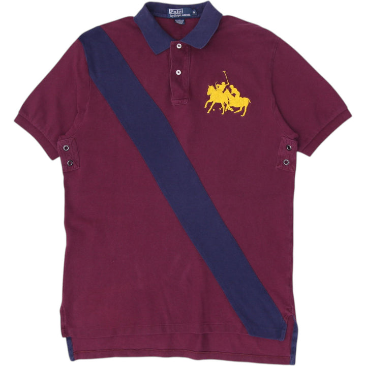 Mens Ralph Lauren Polo Burgundy Stripe Logo T-Shirt Size M