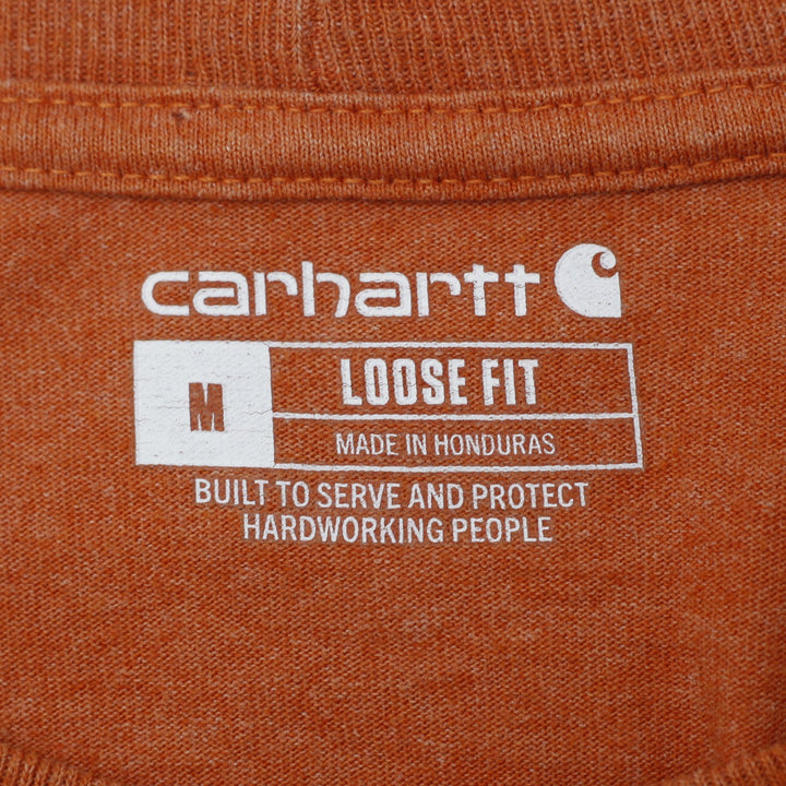 Mens Carhartt K231 Loose Fit Long Sleeve Sleeve Logo T-Shirt Burnt Orange Medium