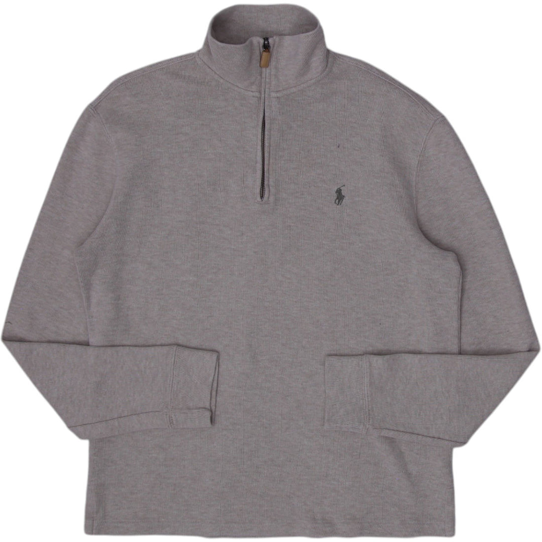 Vintage Mens Polo Ralph Lauren Pullover Gray 1/4 Zip Cotton Sweatshirt Size S | Migration_Jumper & Knitwear | Fashion Rerun