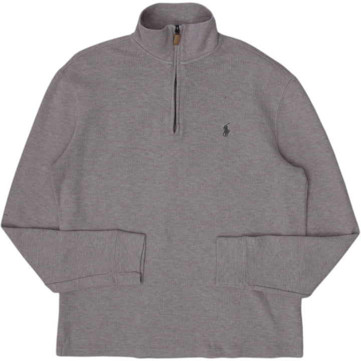 Vintage Mens Polo Ralph Lauren Pullover Gray 1/4 Zip Cotton Sweatshirt Size S | Migration_Jumper & Knitwear | Fashion Rerun
