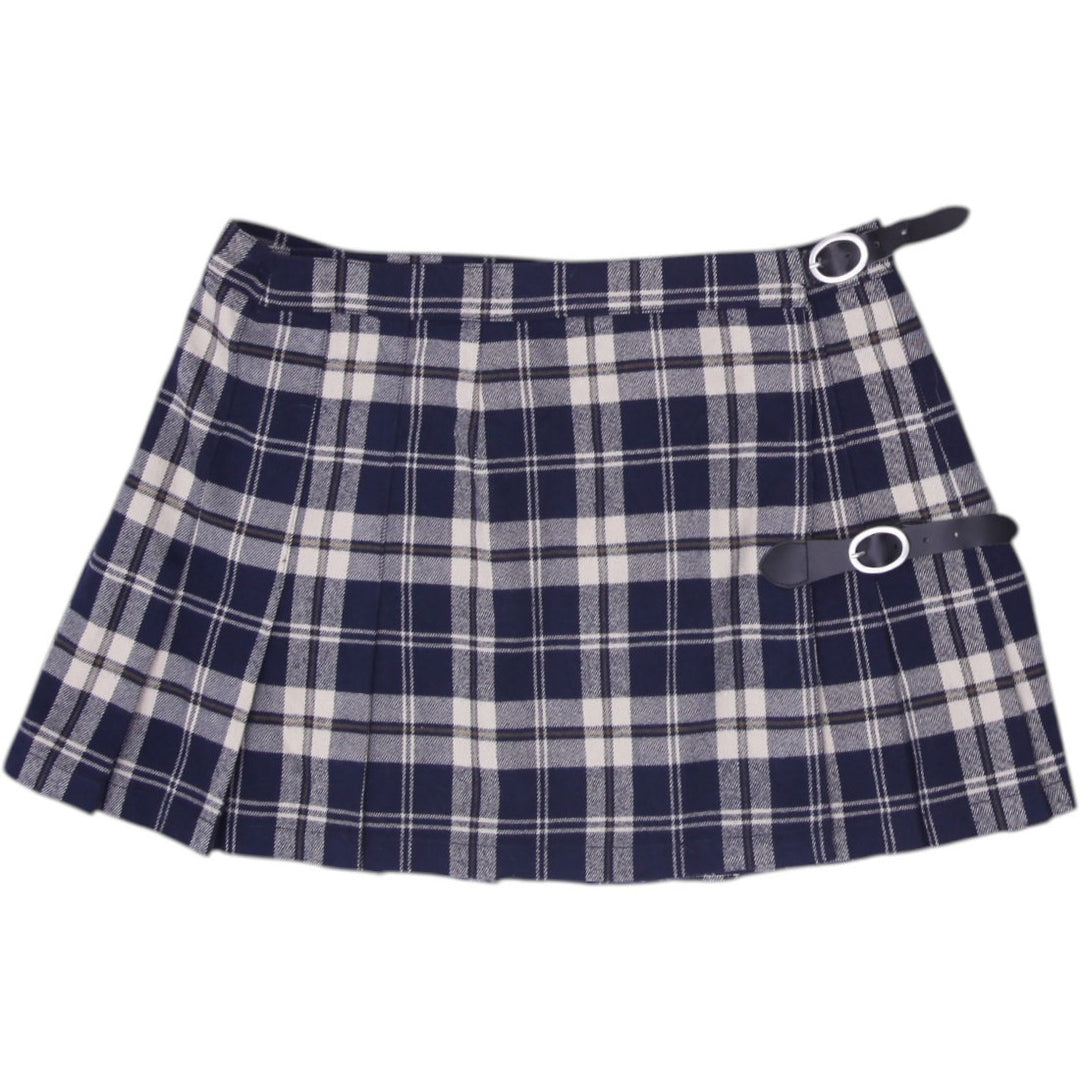 Y2K Ladies Brandy Melville Plaid Pleated Kilt Buckles Mini Skirt Size XS