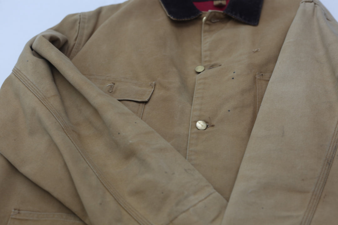 Vintage Carhartt Barn Chore Jacket Coat Quilted Red Lining USA Men's