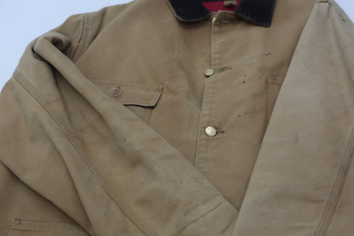 Vintage Carhartt Barn Chore Jacket Coat Quilted Red Lining USA Men's