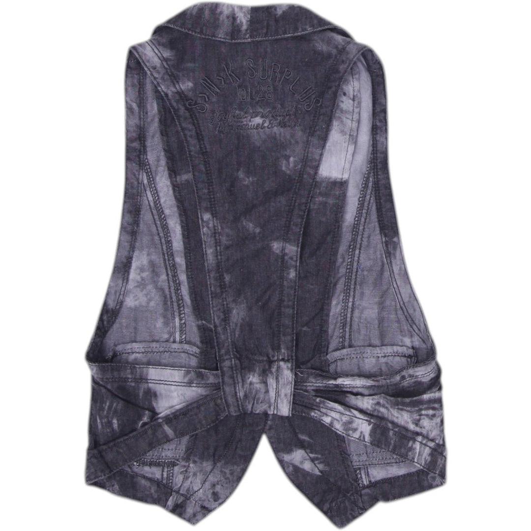 Y2K Ladies Gray Button Sleeveless Vest Size S | Migration_Y2K Tops - Side View | Fashion Rerun