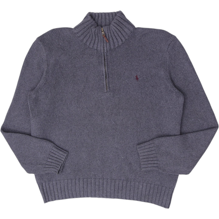 Mens Polo Ralph Lauren Quarter Zip Knit Sweater Gray Embroidered Pony