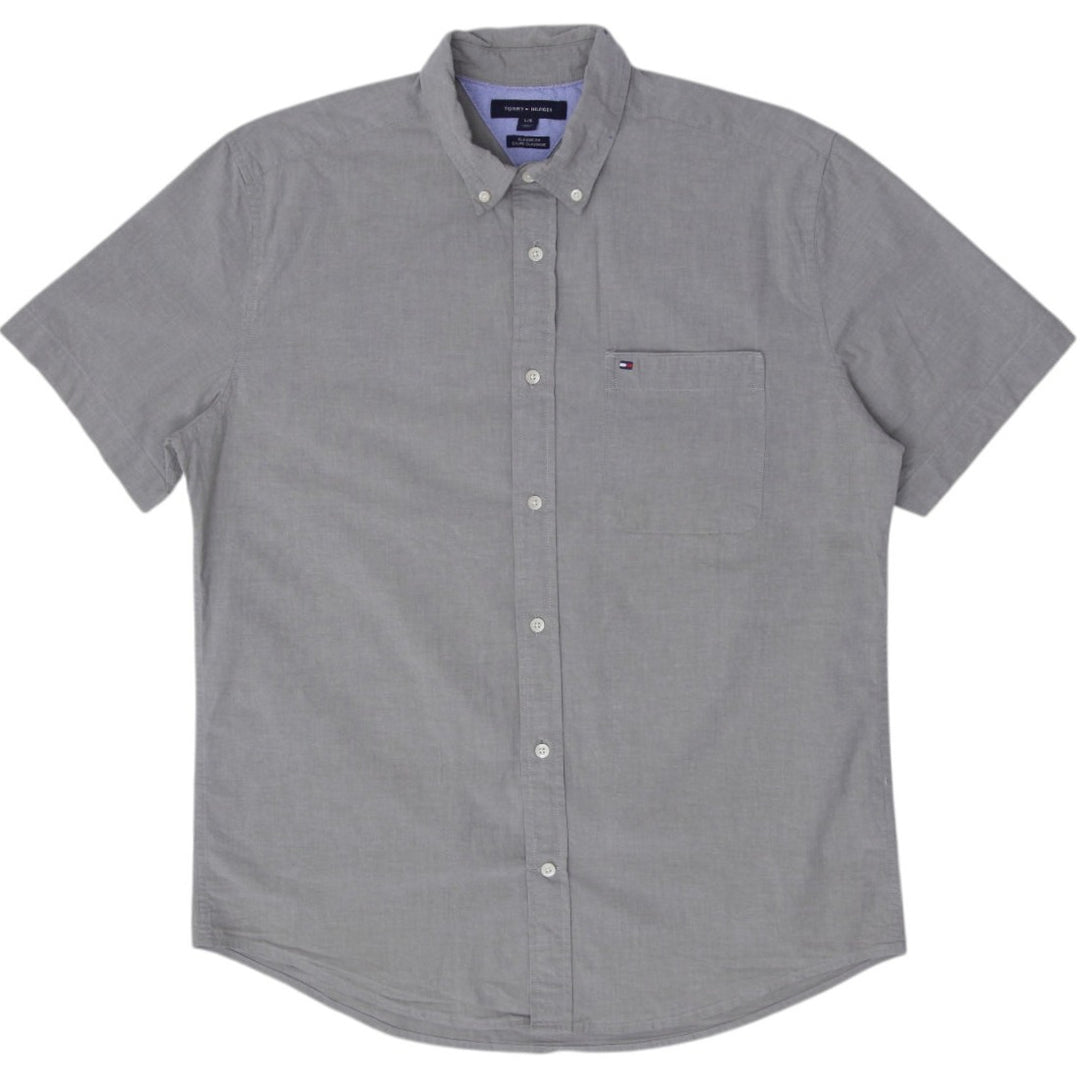 Mens Tommy Hilfiger Shirt Gray Short Sleeve Casual Size L