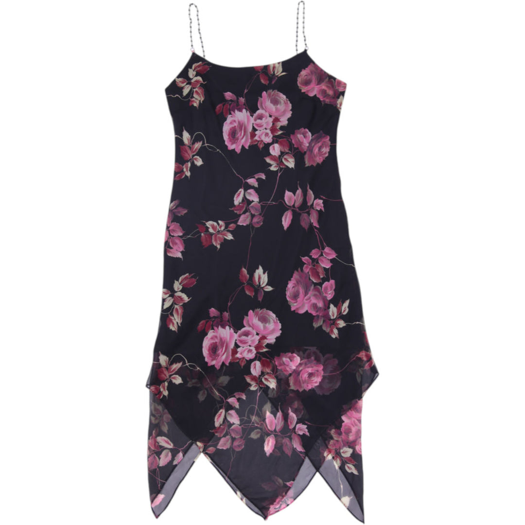 Y2K Ladies Studio Y Floral Slip Midi Dress Black Size M