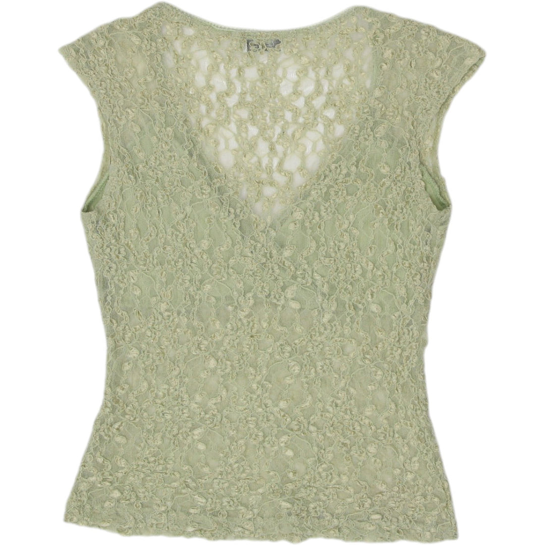 Y2K Ladies Byer California Lace Top Green Floral Wrap
