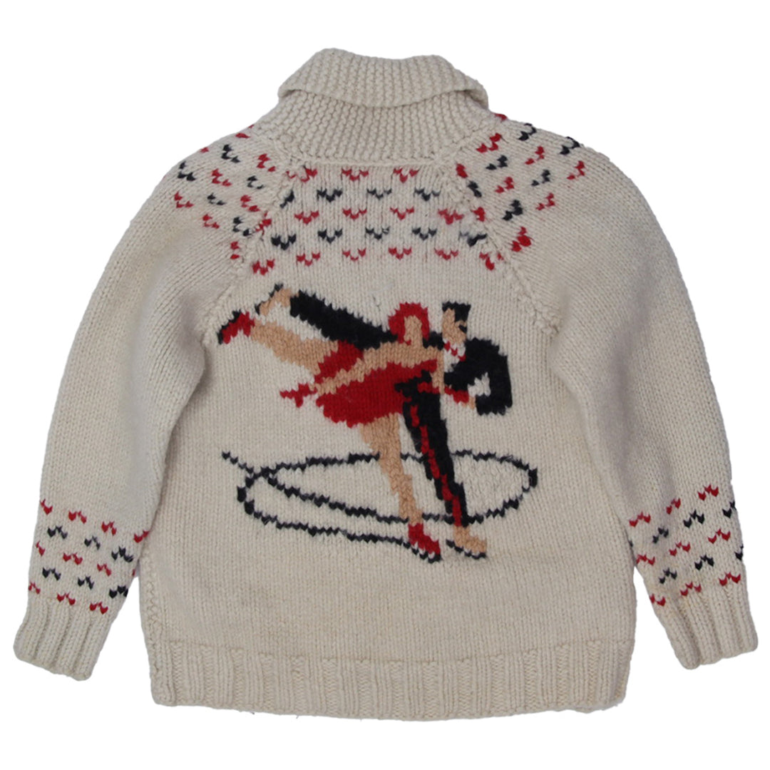 Vintage Mary Maxim “Cowichan” Figure Skating, Wool, Hand Knit Cream Sweater