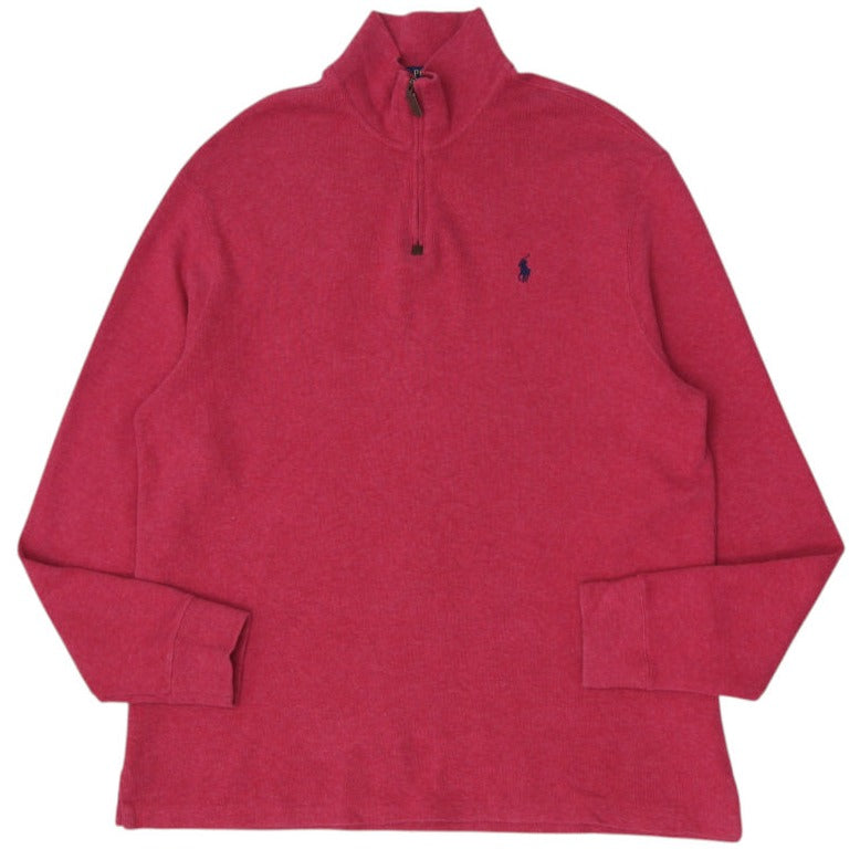 Mens Polo Ralph Lauren Quarter Zip Red Knitted Sweater XL | Migration_Knitwear & Sweaters | Fashion Rerun