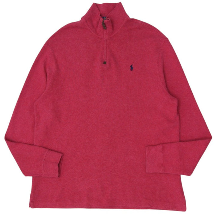 Mens Polo Ralph Lauren Quarter Zip Red Knitted Sweater XL | Migration_Knitwear & Sweaters | Fashion Rerun