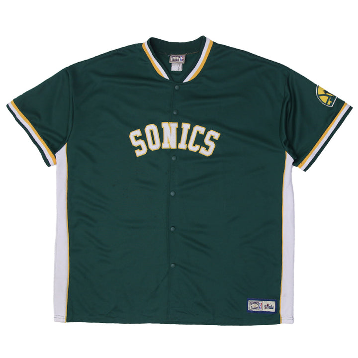 Hardwood Classic Supersonics On The Clock Mesh Button Front Vintage Jersey