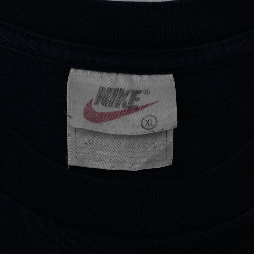 Vintage Mens Nike T-Shirt Navy Blue Swoosh Logo Cotton Size XL | Migration_T-Shirts - Back View | Fashion Rerun