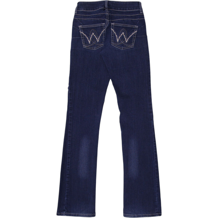Y2K Ladies Wrangler Dark Blue Bootcut Denim Jeans | Migration_Jeans & Pants - Side View | Fashion Rerun