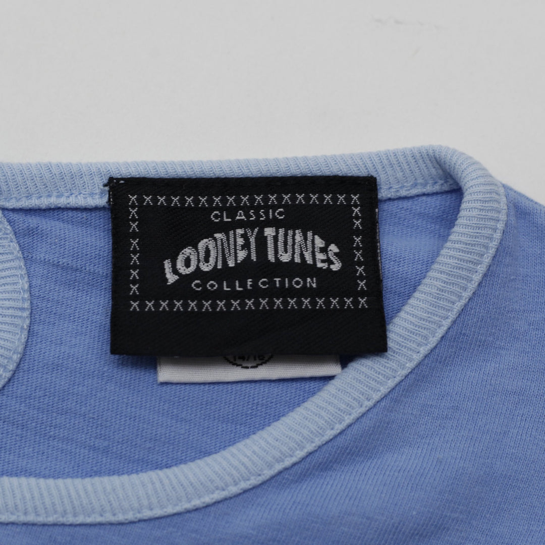 Y2K Ladies Looney Tunes Tweety Vintage-Style Light Blue Embroidered Baby Tee